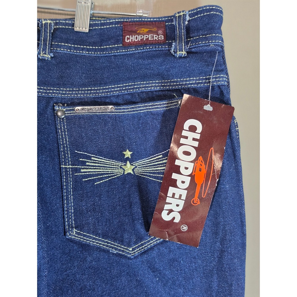 Choppers Mens Vintage Indigo Denim Jeans Star Embroidery Blue Size 42x35 NWT - Picture 7 of 8